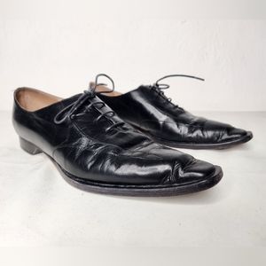 Emporio Armani Black Shoes Lace up Pointed Oxford Style Dress Shoes 7 - 7.5 37.5